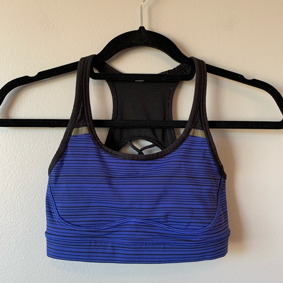 Lululemon blue striped sweaty or not ll sports bra - Picture 3 of 8